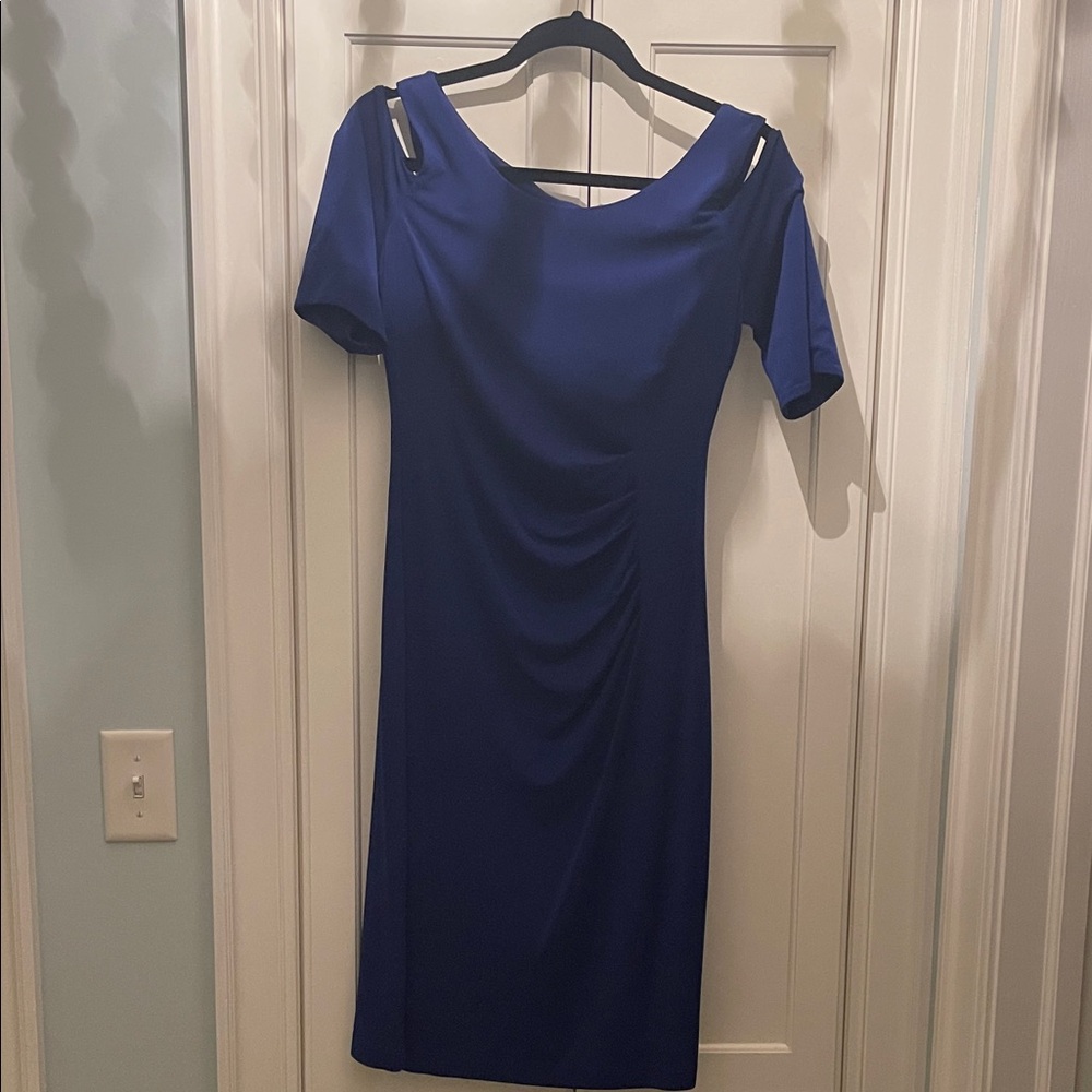 Connected Apparel Royal Blue Asymmetrical Dress